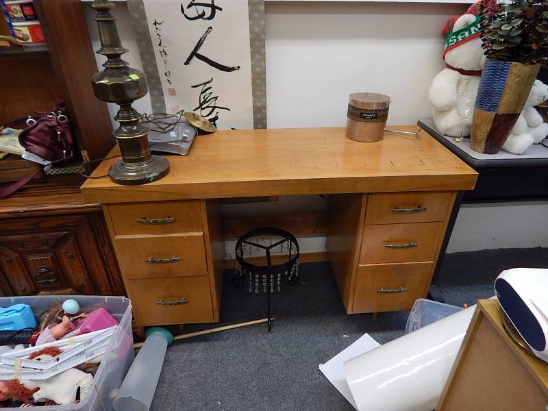 lot 278 image: Pine Student Desk with 6 drawers