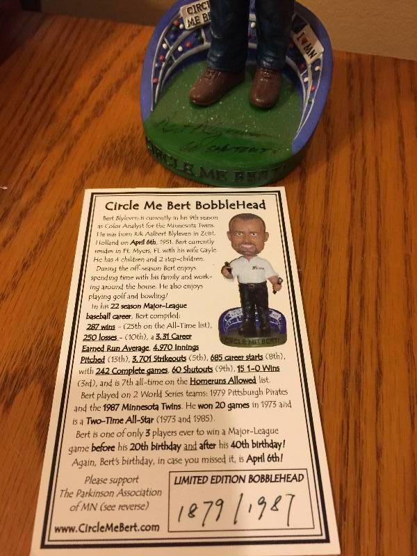 lot 42 image: Autographed Bert Blyleven Bobblehead, Circle Me Bert