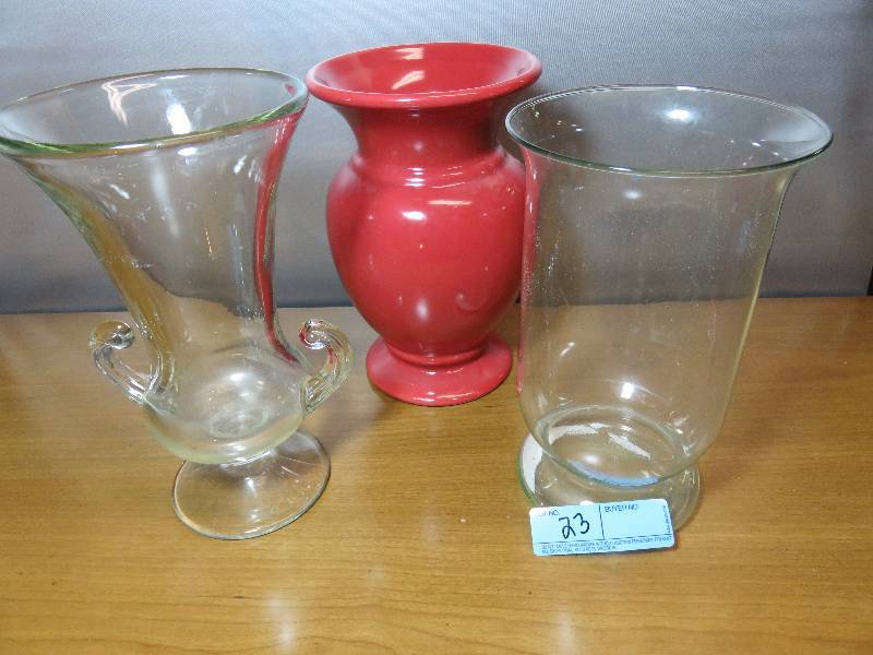 lot 23 image: Three Large Glass Vases