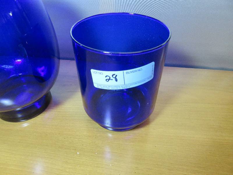 lot 28 image: Large Blue Glass Vases