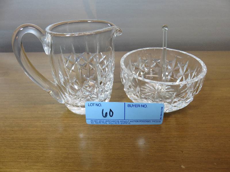 lot 60 image: Waterford Crystal Sugar Bowl and Cream Set