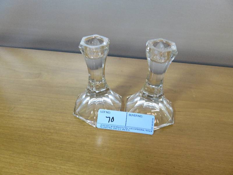 lot 70 image: Crystal Candle Holder Set of 2