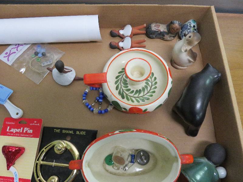 lot 108 image: Lot of Decorations, Pins, Photos, Candles, Cat Cards