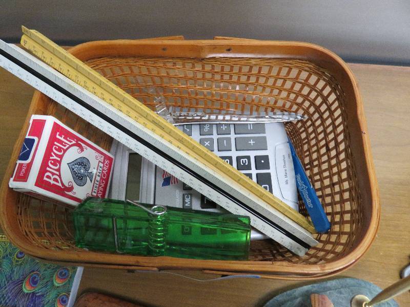 lot 162 image: Office Lot in Wicker Basket