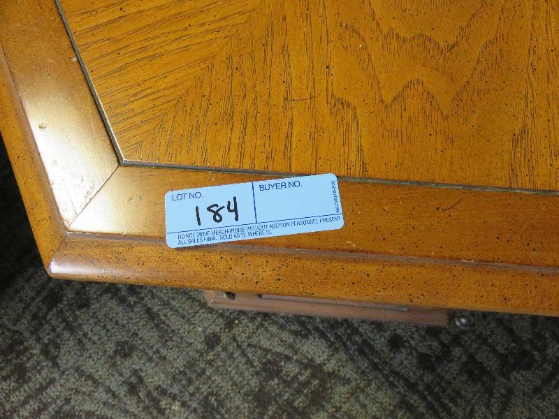 lot 184 image: Octagon Wood End Table wStorage