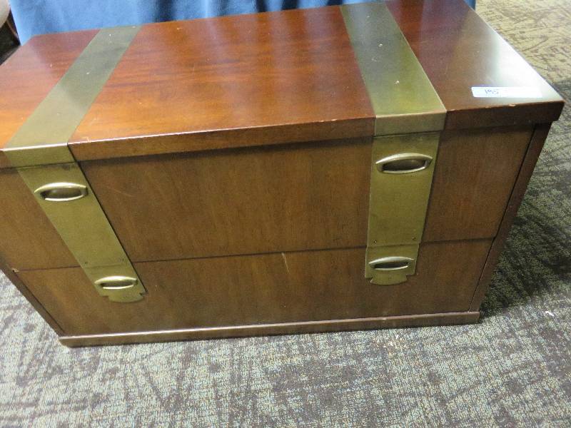 lot 195 image: Wood & Brass Chest w2 Drawers