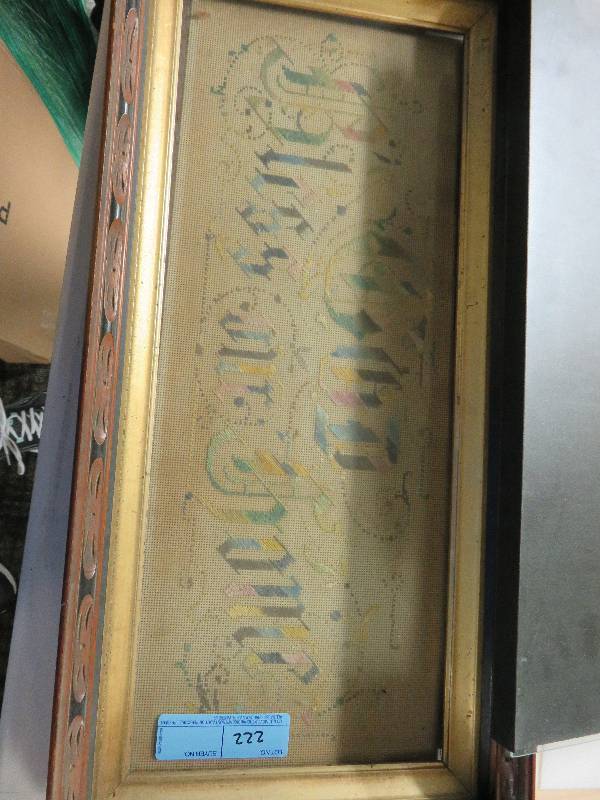 lot 222 image: Framed Cross stitch and empty frame