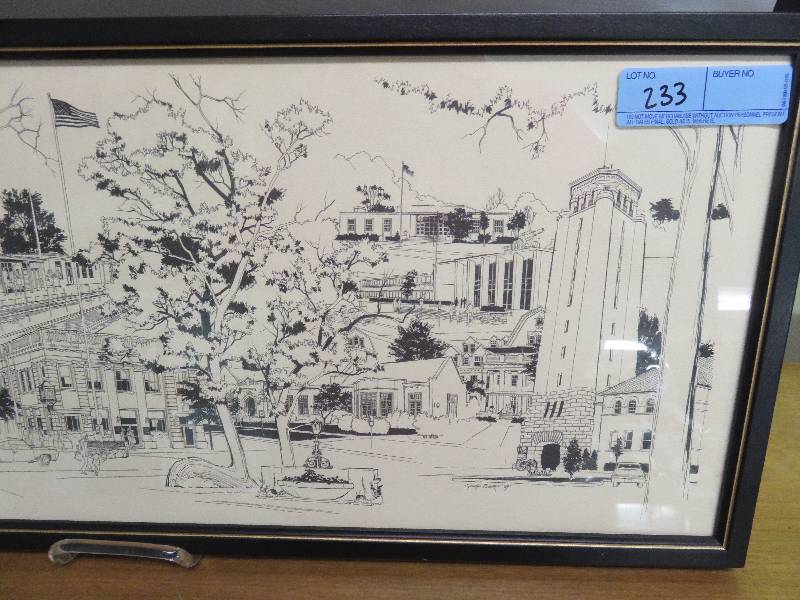 lot 233 image: Framed Ink Print by George Becker 1969