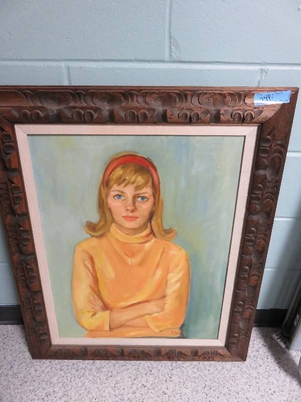 lot 249 image: Large Framed Art Work  of Blond Girl