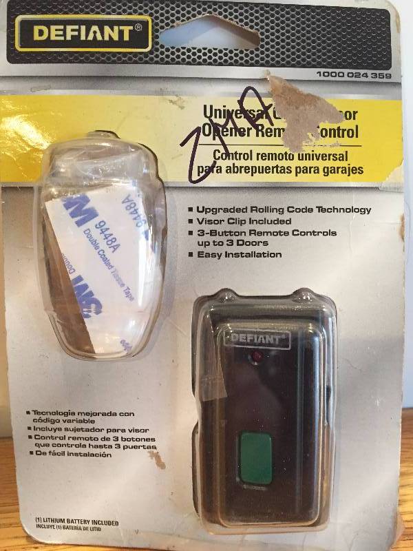 Defiant Garage Door Opener Remote