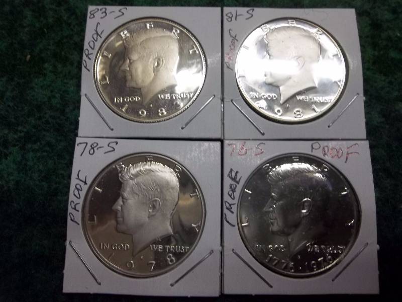 1976 S, 1978 S, 1981 S, 1983 S JFK Proof Halves