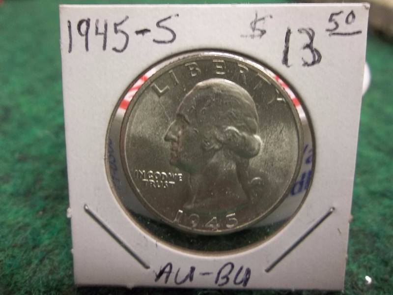 1945 S Washington Quarter AU-BU