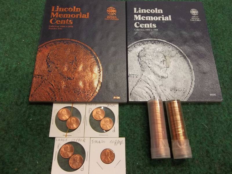 2 Lincoln New Coin Albums 1959-2008, 2 Rolls Of Unc Lincoln Cents, All 7 Of 1982 Cents Produced