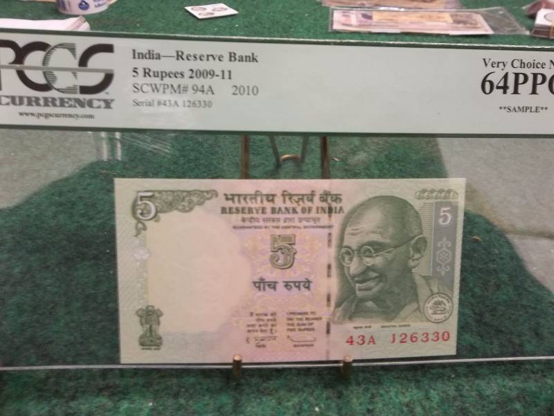 5 Rupee Foreign Bill From India Reserve Bank PCGS 64PPQ