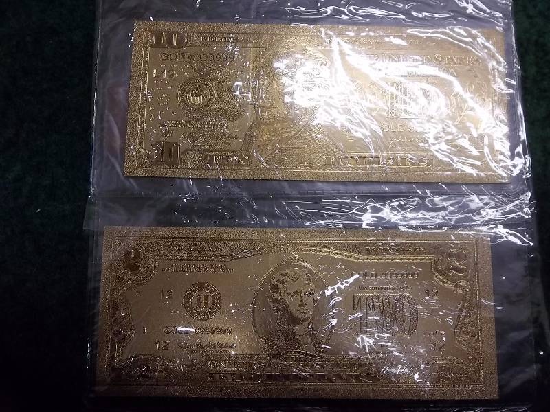 2 Gold Bank Notes With COA 99.9 24K No Guarantee Of Quality Or Quantity