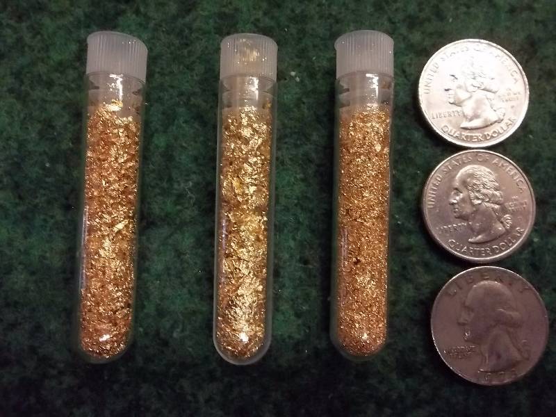 3 Vials Of Gold Flake No Guarantee Of Quality Or Quantity