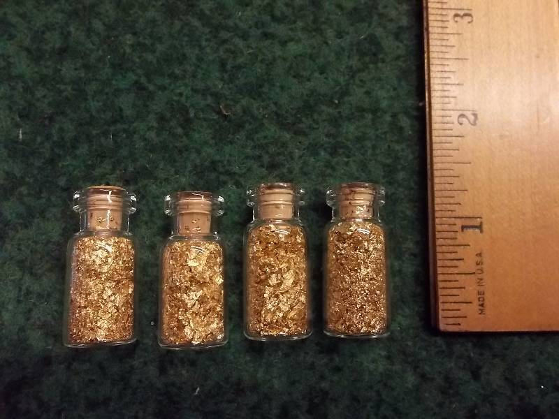 4 Little Bottles Of Gold Flake No Guarantee Of Quality Or Quantity