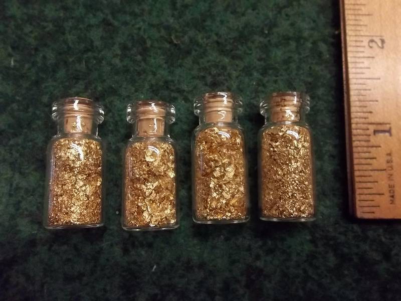4 Little Bottles Of Gold Flake No Guarantee Of Quality Or Quantity