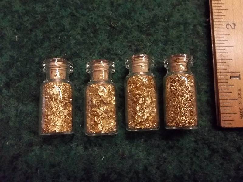 4 Little Bottles Of Gold Flake No Guarantee Of Quality Or Quantity
