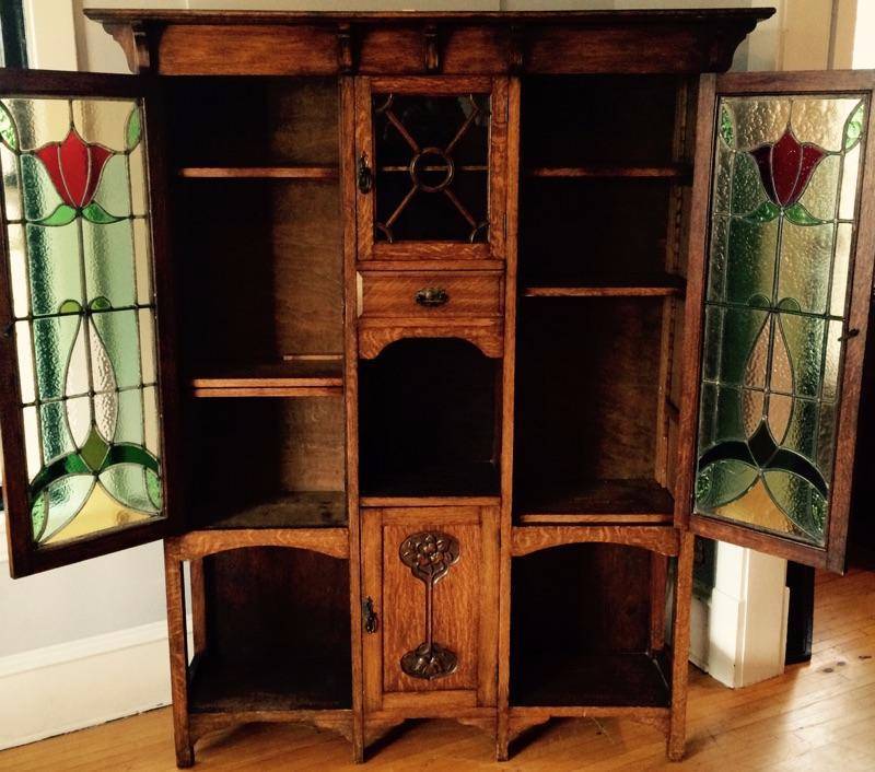 lot 21 image: Arts & Crafts  Art Nouveau Oak Cabinet