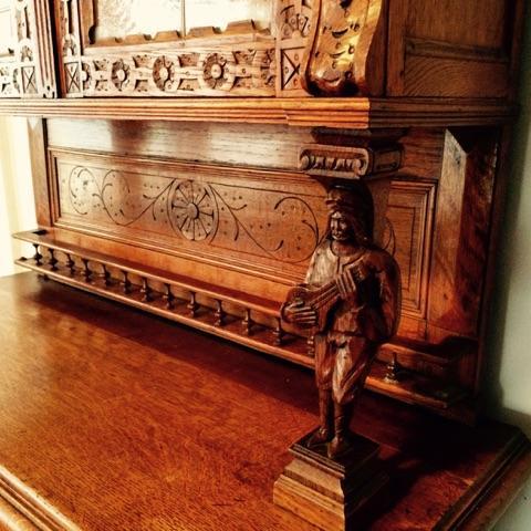 lot 26 image: Majestic French Hand Carved Oak Bookcase  Hutch