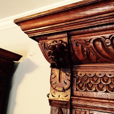 lot 25 image: Majestic French Hand Carved Oak Bookcase  Hutch
