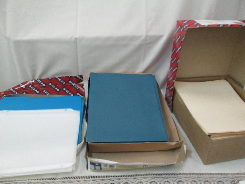 9 page protectors, 1 box blue file ...