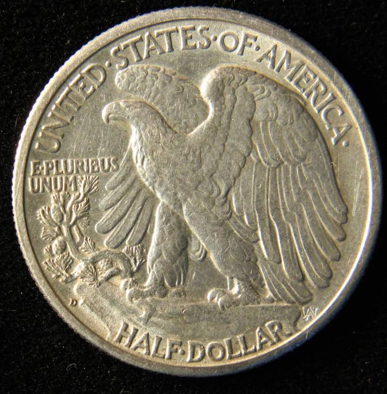 1942 D WALKING LIBERTY SILVER HALF DOLLAR AU