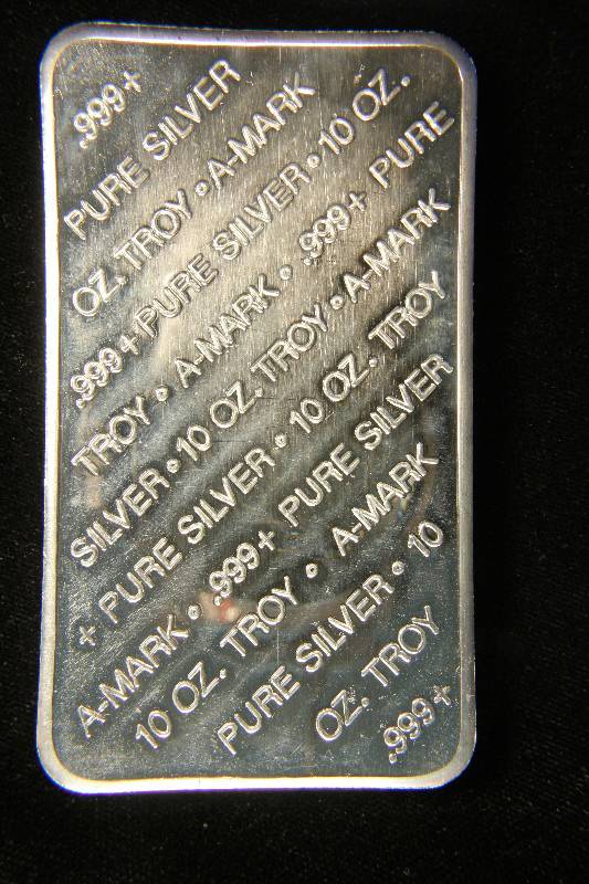 10 TROY Oz. .999 FINE SILVER BAR A-MARK BRAND