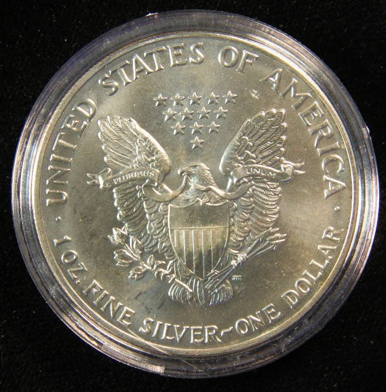 1991 AMERICAN SILVER EAGLE 1 TROY OZ. .999 FINE SILVER DOLLAR IN AIRTITE CAPSULE