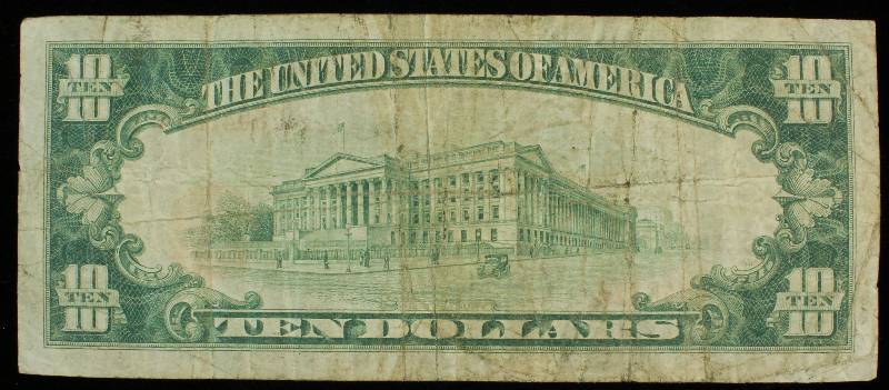 1929 $10 NATIONAL BANK NOTE SAN FRANCISCO, CA.  Charter #13044