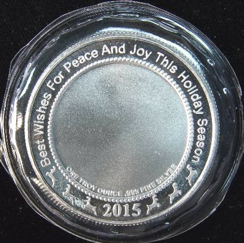 2015 1 TROY OZ. .999 FINE SILVER CHRISTMAS ROUND SEALED