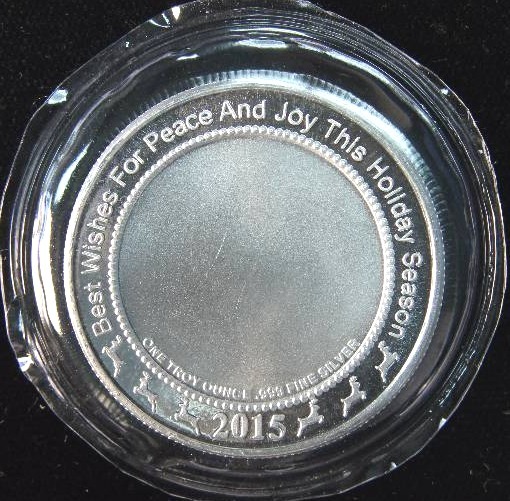 2015 1 TROY OZ. .999 FINE SILVER CHRISTMAS ROUND SEALED