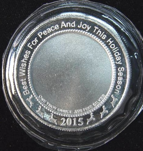 2015 1 TROY OZ. .999 FINE SILVER CHRISTMAS ROUND SEALED