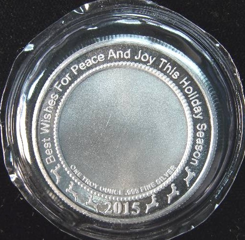 2015 1 TROY OZ. .999 FINE SILVER CHRISTMAS ROUND SEALED