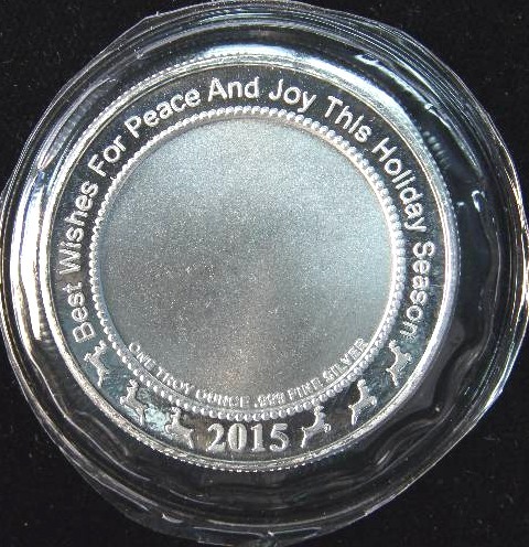 2015 1 TROY OZ. .999 FINE SILVER CHRISTMAS ROUND SEALED