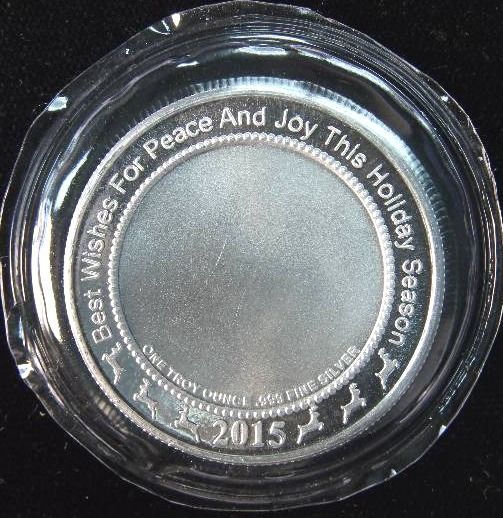 2015 1 TROY OZ. .999 FINE SILVER CHRISTMAS ROUND SEALED