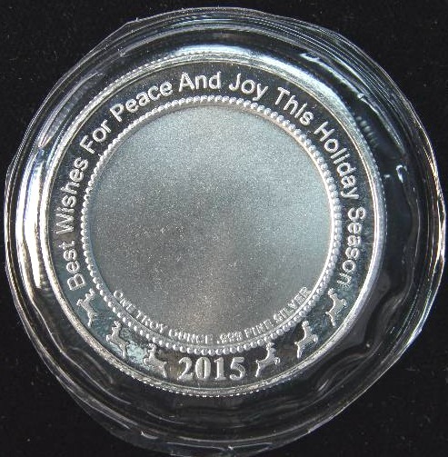 2015 1 TROY OZ. .999 FINE SILVER CHRISTMAS ROUND SEALED
