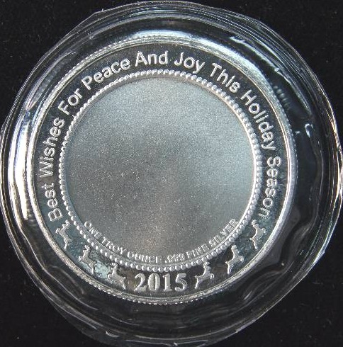 2015 1 TROY OZ. .999 FINE SILVER CHRISTMAS ROUND SEALED