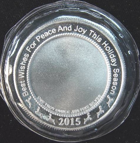 2015 1 TROY OZ. .999 FINE SILVER CHRISTMAS ROUND SEALED