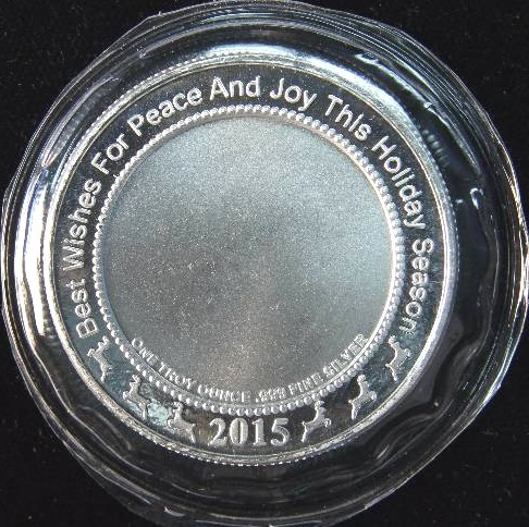 2015 1 TROY OZ. .999 FINE SILVER CHRISTMAS ROUND SEALED