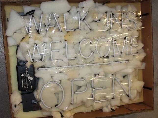 lot 32 image: Neon Sign Walk-Ins Welcome Open