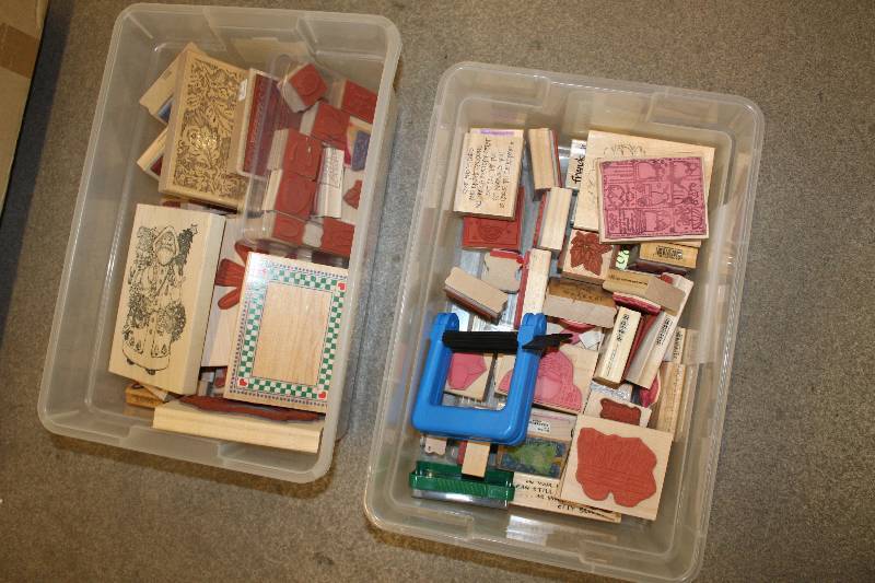 lot 36 image: Assorted Stamp Pads in Plastic Bins (2)