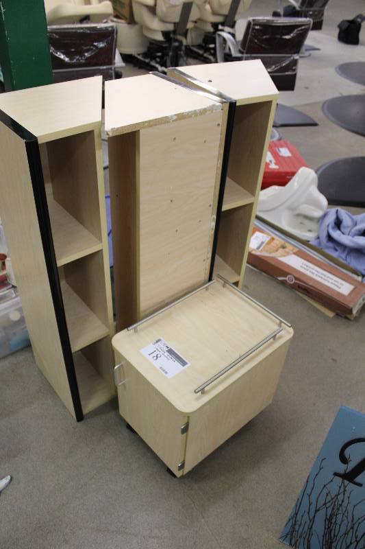 lot 18 image: Shelving Units (3) and Cabinet (1)