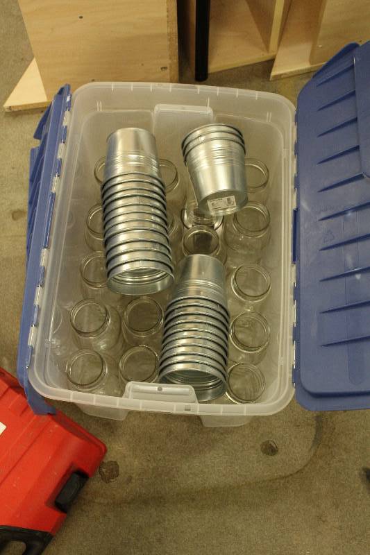 lot 38 image: Kerr Mason Jars and Small Metal Pails