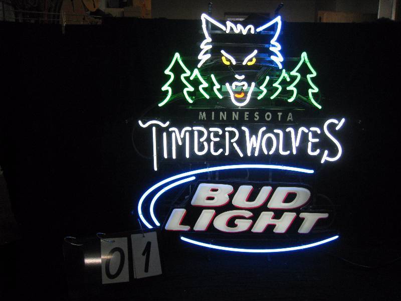 lot 1 image: Bud Light MN Timberwolves - cool neon timberwolf