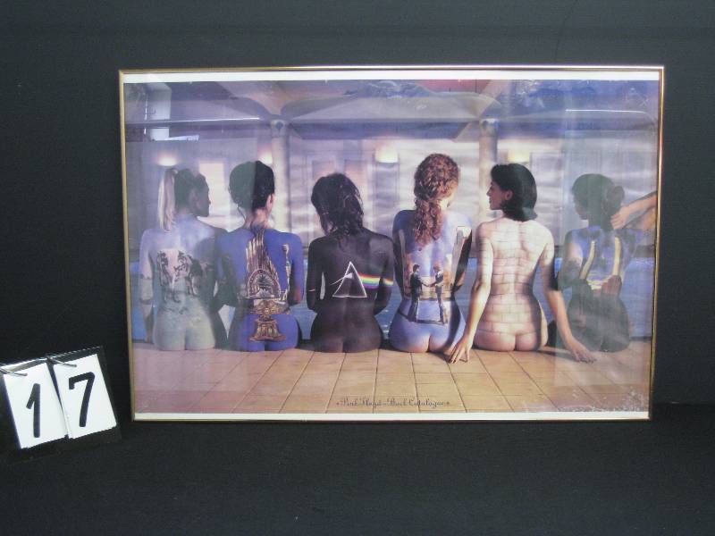 lot 17 image: Framed print of Pink Floyd album covers on painted ladies