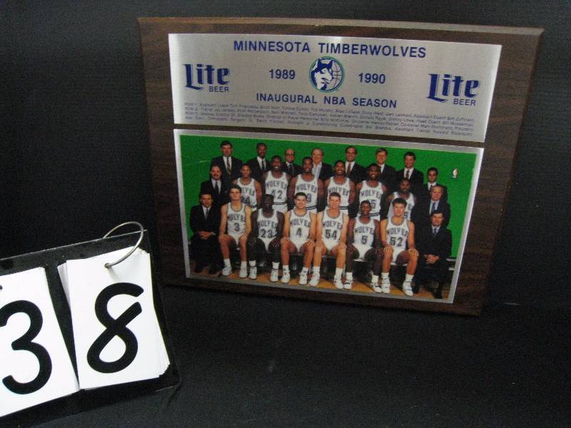 lot 38 image: Miller Lite MN Timberwolves inaugural year picture plaque