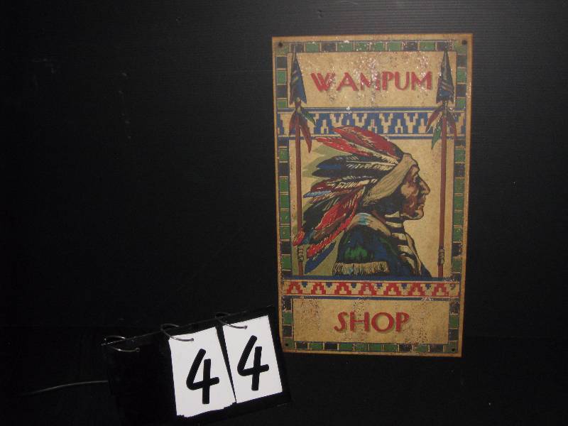 lot 44 image: Wampum Shop masonite sign