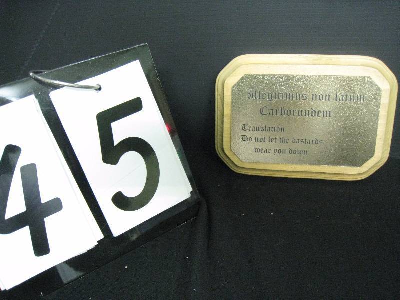 lot 45 image: Bastard quote on plaque